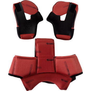 Red ICON Domain™ Liner and Cheek Pads for helmets, large size, designed for comfort and fit in motorcycle helmets.