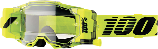 Bill's Exhausts Armega Forecast Goggles in Nuclear Citrus with clear lenses, designed for optimal eye protection and visibility.