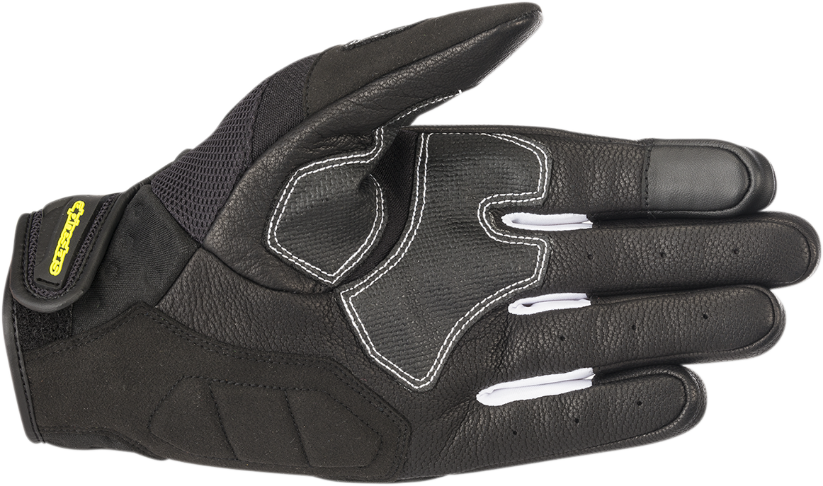 Alpinestars Crossland gloves in black and fluo yellow, large size, featuring protective padding and sporty design.