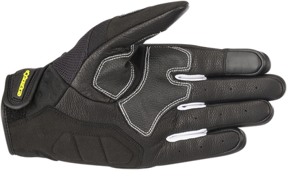 Alpinestars Crossland gloves in black and fluo yellow, large size, featuring protective padding and sporty design.