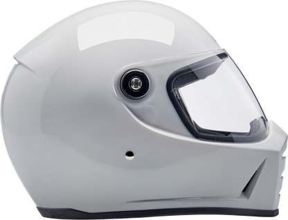 BILTWELL Lane Splitter helmet in gloss white, medium size, featuring a sleek motorcycle helmet design with a smooth finish.