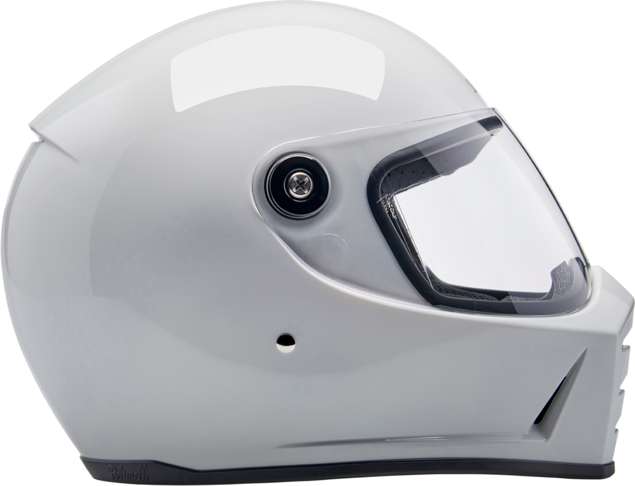 BILTWELL Lane Splitter helmet in glossy white, XL size, featuring a sleek design and adjustable strap for motorcycle riding safety