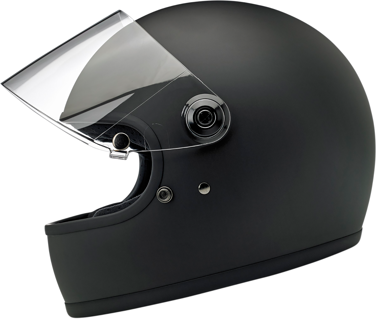 BILTWELL Gringo S motorcycle helmet in flat black, small size, with smooth finish and classic design, displayed against a neutral background