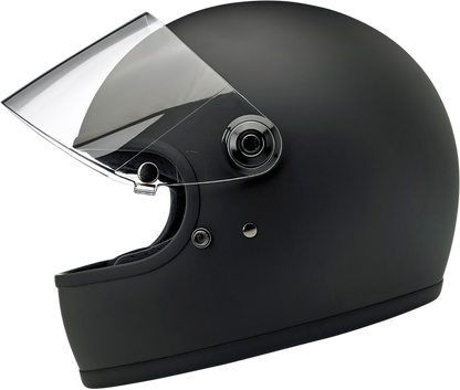 BILTWELL Gringo S motorcycle helmet in flat black, small size, with smooth finish and classic design, displayed against a neutral background