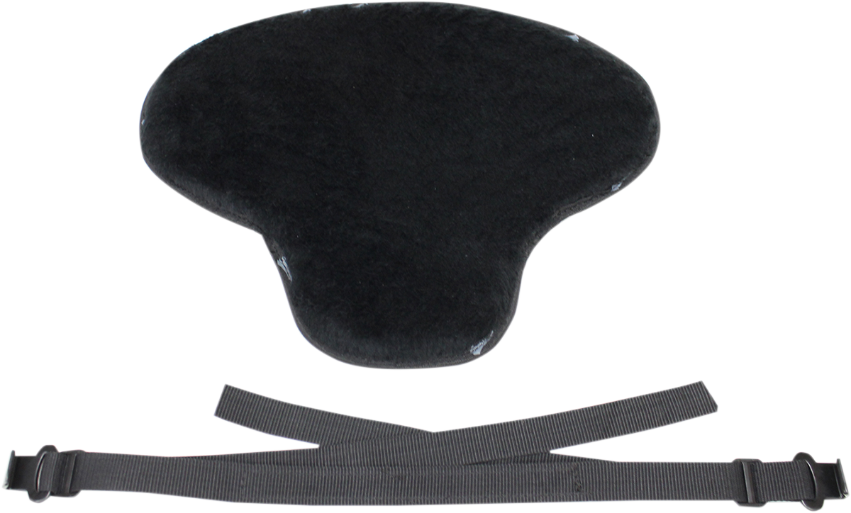 Black SADDLEMEN Easy Reach fleece seat pad for motorcycles, designed for comfort and easy handling.