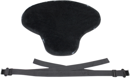 Black SADDLEMEN Easy Reach fleece seat pad for motorcycles, designed for comfort and easy handling.