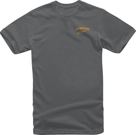 Charcoal ALPINESTARS Speedway T-Shirt in Medium featuring the brand logo and racing-inspired design on the front.