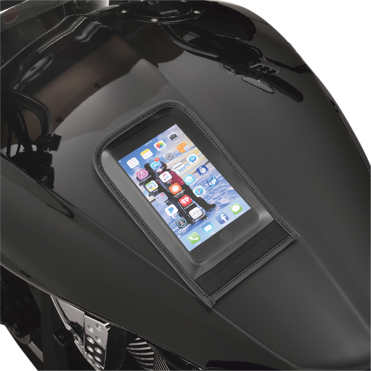 Bill's Exhausts SHOW CHROME universal engine tank pouch HMAGPX, chrome finish, designed for secure engine storage.