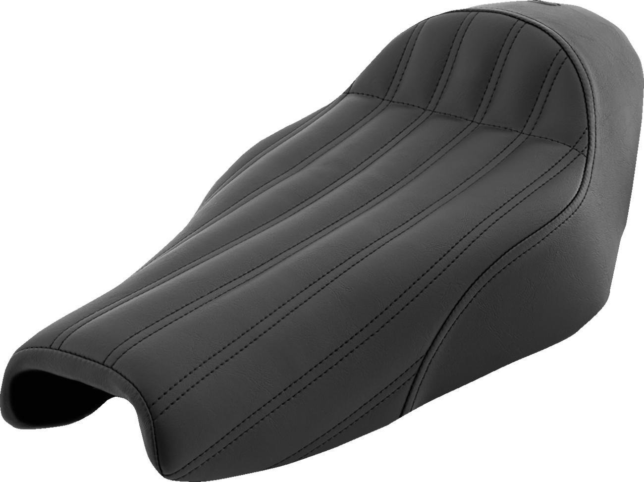 Black SADDLEMEN Knuckle Solo Seat with ribbed design, suitable for motorcycle seating, by Bill's Exhausts.