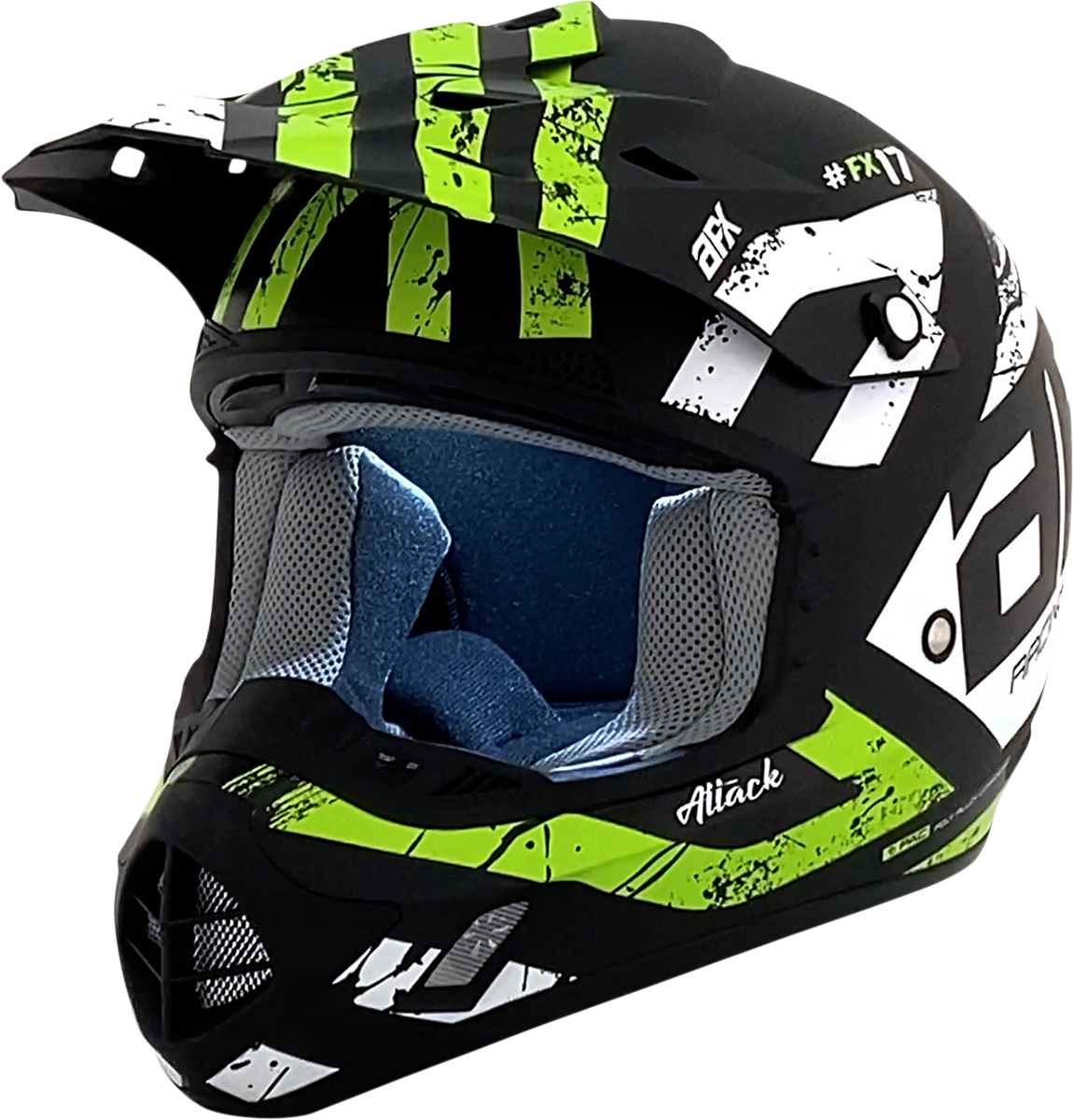 Bill's Exhausts AFX FX-17 helmet in matte black and green, XS size, featuring a sleek motorcycle helmet design.