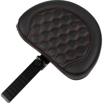 SADDLEMEN Roadsofa™ extended reach motorcycle seat with backrest, honeycomb design, red stitching for FLTR/FLHX 2023-2024 by Bill's Exhausts