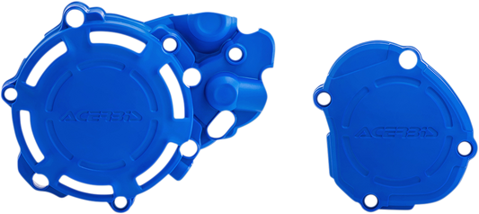 Blue ACERBIS X-Power Cover Kit body parts for motorcycle, with branding details visible on the blue plastic covers.