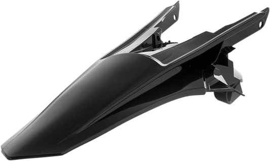 Acerbis black rear fender for motorcycle, durable plastic body part with Acerbis branding, designed for off-road or motocross bikes.