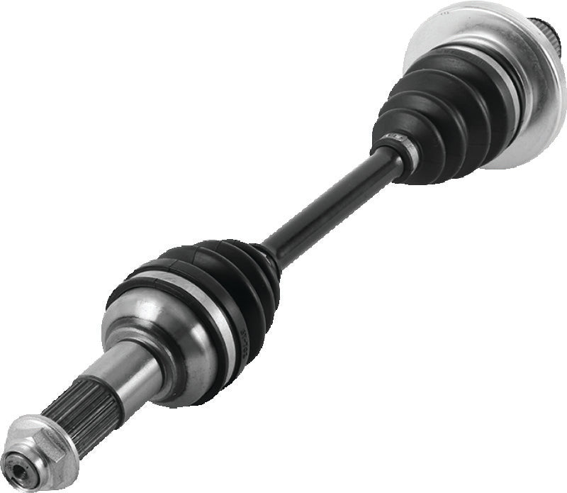 QuadBoss rear right replacement axle for Yamaha YFM660F Grizzly 4x4 ATV, visible metal shaft and joint components.