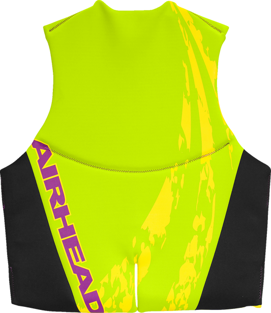 Green AIRHEAD SPORTS GROUP Swoosh vest for water sports, 2XL size, featuring a bold swoosh logo on the front.