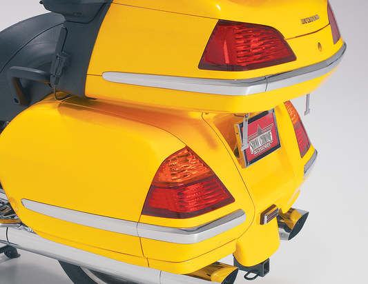 Chrome trunk molding insert for engine, Bill's Exhausts SHOW CHROME 52-611, showing the shiny chrome finish and detailed design.
