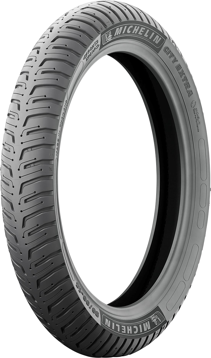 Michelin City Extra front or rear motorcycle tire 2.25-17 with 38P load index, shown mounted on wheel for motorcycle use
