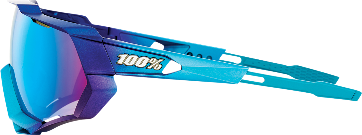 100% Speedtrap Sunglasses - Metallic Blue - Blue Mirror 61023-228-01 - Howling Moto