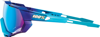 100% Speedtrap Sunglasses - Metallic Blue - Blue Mirror 61023-228-01 - Howling Moto