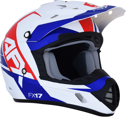 Bill's Exhausts AFX FX-17 motorcycle helmet in red, white, and blue, small size, featuring a sleek aerodynamic design.