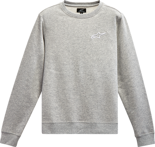 Heather gray and white Alpinstars Women's Ageless Crew Fleece in 2XL, featuring soft fabric and stylish protective gear design.