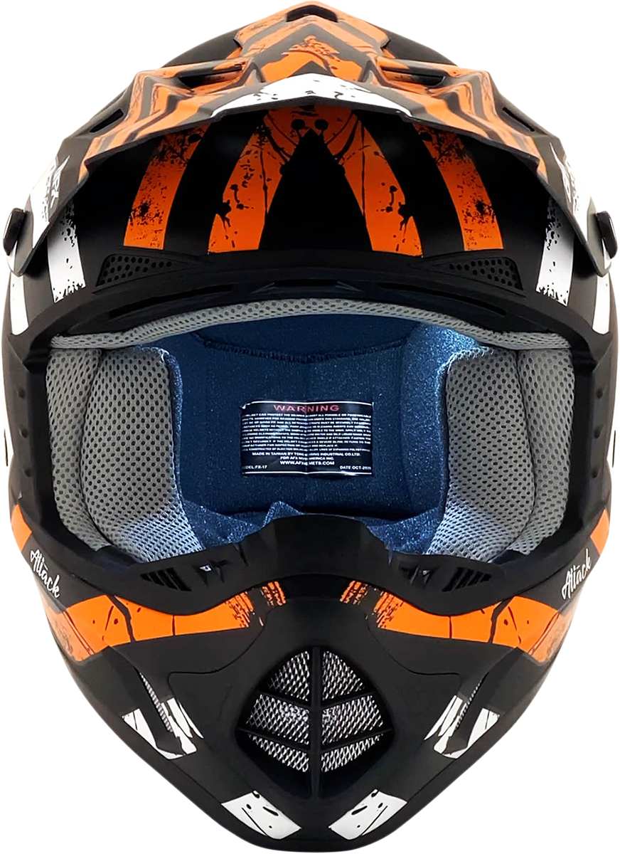 Bill's Exhausts AFX FX-17 Attack helmet in matte black and orange, XS size, featuring a sleek motorcycle helmet design.