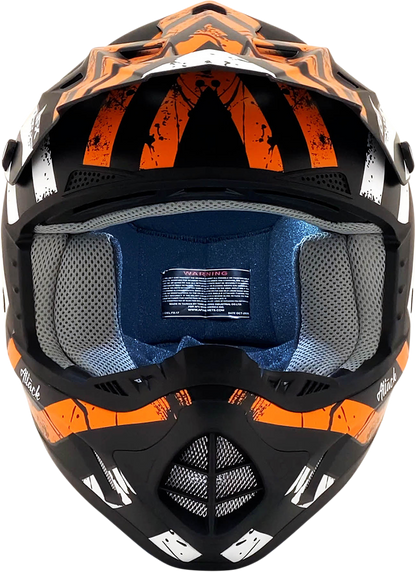 Bill's Exhausts AFX FX-17 Attack helmet in matte black and orange, XS size, featuring a sleek motorcycle helmet design.