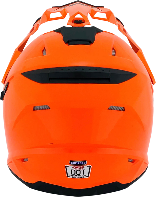 Bill's Exhausts AFX FX-41DS safety orange helmet in XL size, showing the sleek design and bright color for motorcycle safety.
