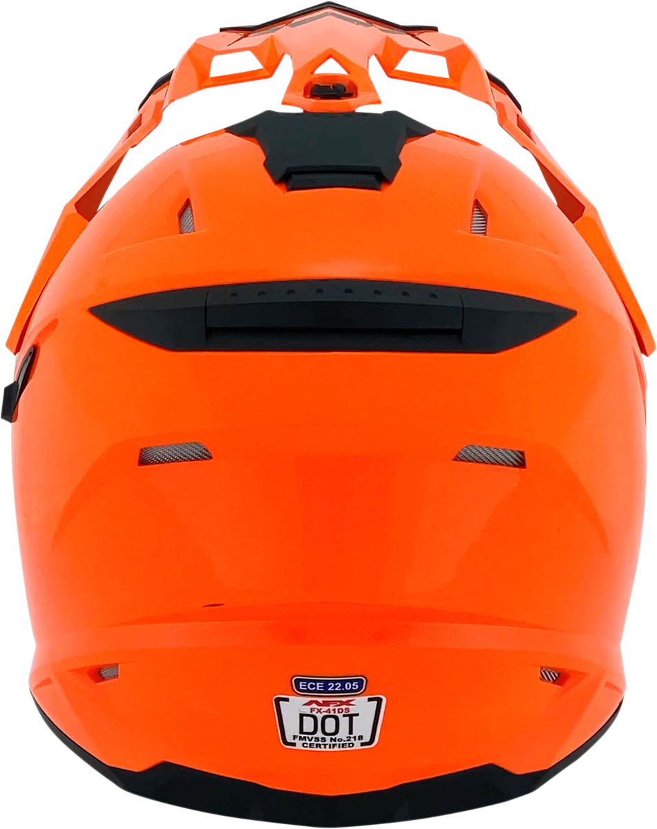 Bill's Exhausts AFX FX-41DS safety orange helmet, large size, with clear visor and aerodynamic design for motorcycle riding safety.
