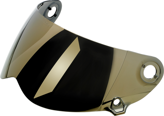 Gold mirror shield for BILTWELL Lane Splitter Gen 2 helmet, motorcycle helmet parts by Bill's Exhausts, reflective and aerodynamic design.