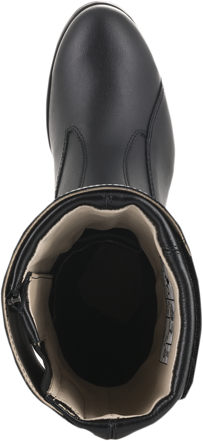 Black Alpinstars Vika v2 waterproof women's boots in US size 8, featuring sturdy leather construction and ankle-height design.