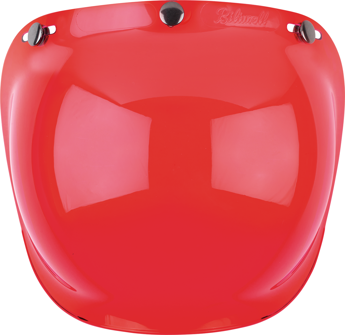 Red BILTWELL Bubble Shield helmet part, designed for motorcycle helmets, with a clear bubble visor and red tint.