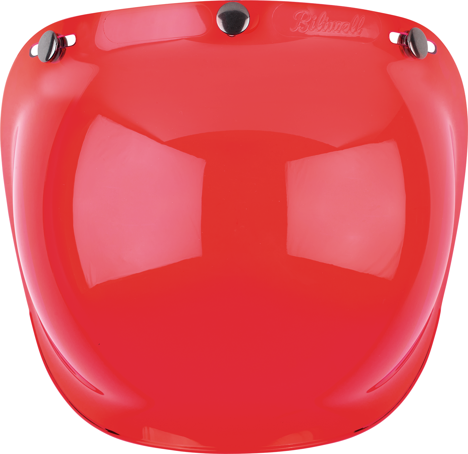 Red BILTWELL Bubble Shield helmet part, designed for motorcycle helmets, with a clear bubble visor and red tint.