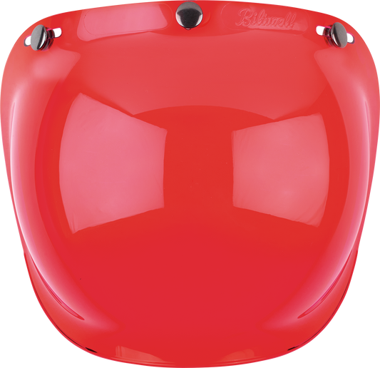 Red BILTWELL Bubble Shield helmet part, designed for motorcycle helmets, with a clear bubble visor and red tint.