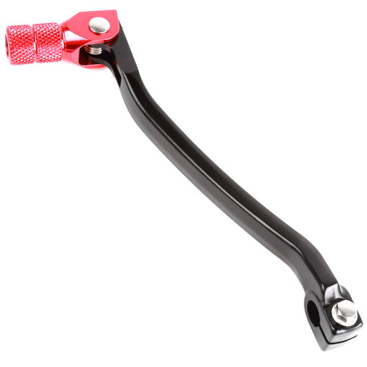 ZETA forged shift lever for red Honda motorcycle, showing the sleek, durable metal design with grip and mounting details.