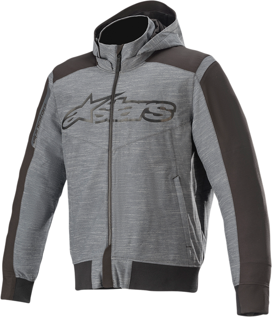 Alpinestars Rhod Windstopper Hoodie in gray and black, large size, featuring a comfortable hood and sporty design.