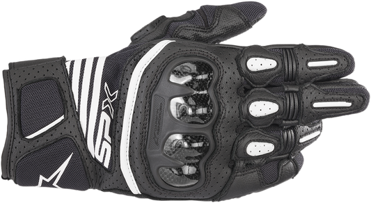 Black Alpinestars SPX AC V2 motorcycle gloves in size XL, featuring textured knuckles and reinforced palms.