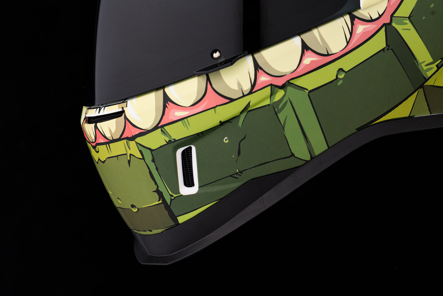 Bill's Exhausts ICON Airform™ Grenadier green helmet in small size, showing sleek helmet design and secure fit.
