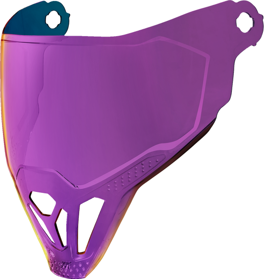 Bill's Exhausts ICON Airflite™ ForceShield™ helmet part in RST Purple, showing the vibrant purple shield and helmet design.