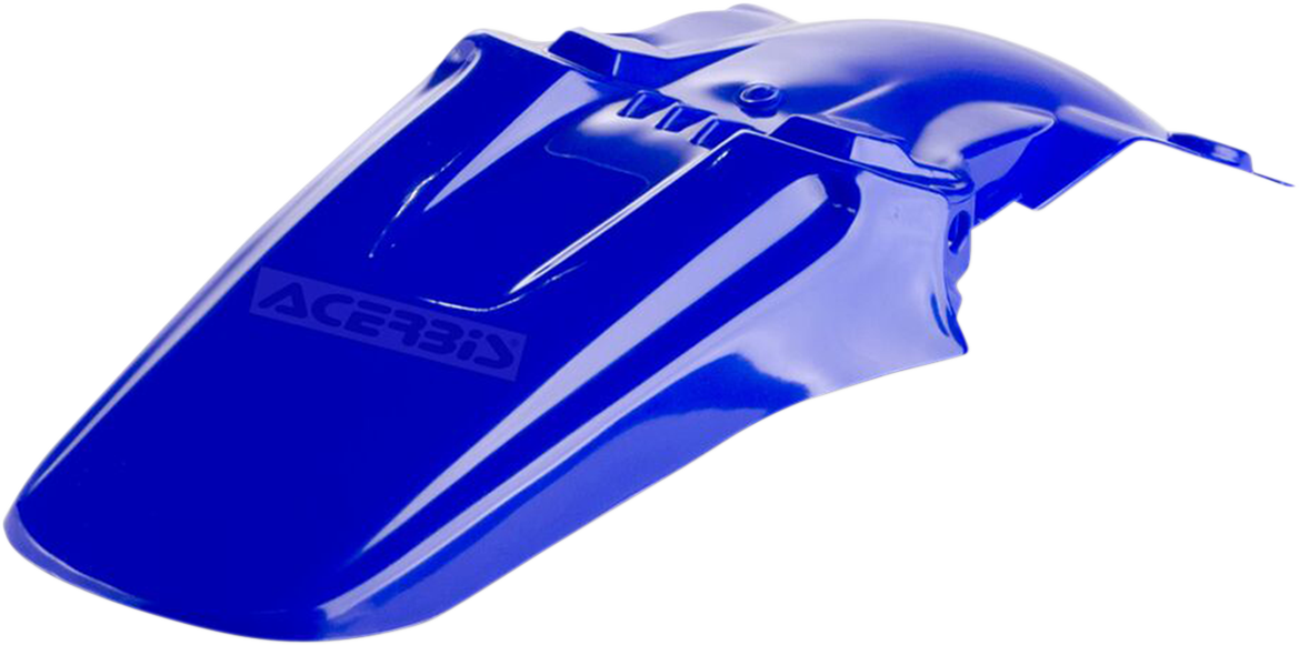 Blue Acerbis rear fender for motorcycle, body part with mounting points, designed for durability and style.
