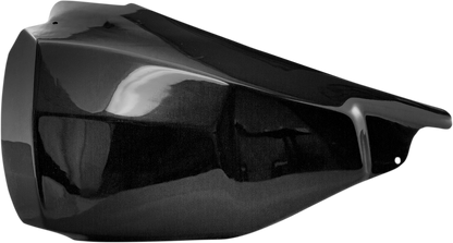 Saddlemens Ronan oil tank and battery cover for motorcycle seats, featuring durable black finish and precise fit.