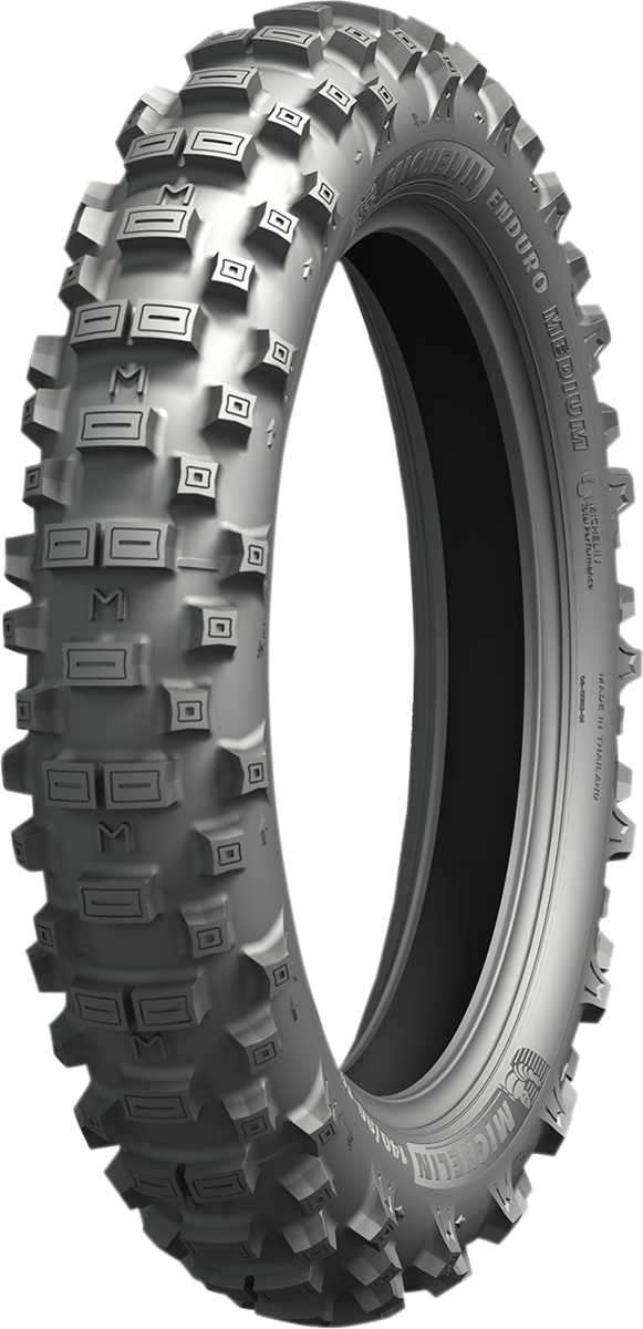 Michelin Enduro Medium Rear Tire 140/80-18 for motorcycles, featuring robust tread pattern and durable rubber construction.
