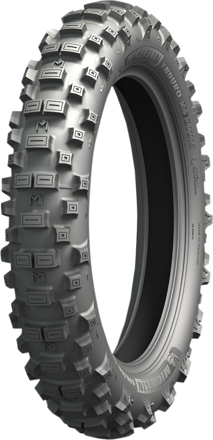 Michelin Enduro Medium Rear Tire 140/80-18 for motorcycles, featuring robust tread pattern and durable rubber construction.