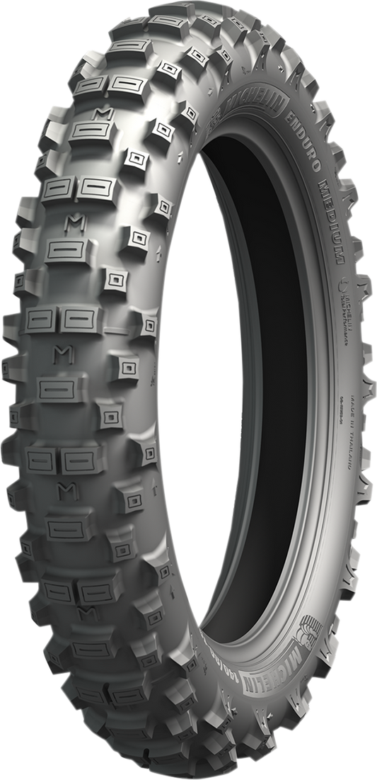 Michelin Enduro Medium Rear Tire 140/80-18 for motorcycles, featuring robust tread pattern and durable rubber construction.