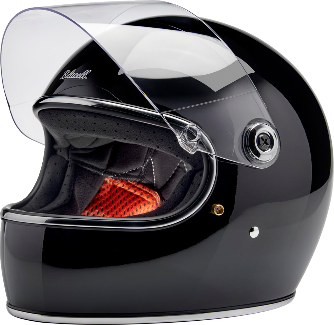 Gloss black BILTWELL Gringo S helmet in large size, featuring a sleek, vintage-style motorcycle helmet with a smooth finish.