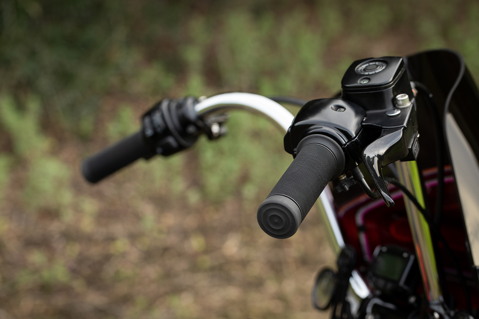 Black BILTWELL Kung Fu grips for 1-inch handlebars, featuring a textured design for enhanced grip and style on motorcycles.