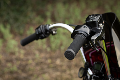 Black BILTWELL Kung Fu grips for 1-inch handlebars, featuring a textured design for enhanced grip and style on motorcycles.