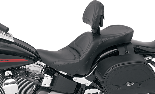 SADDLEMEN Seat - Explorer - With Backrest - Stitched - Black - FL/FX '06-'17 806-12-030 - Howling Moto
