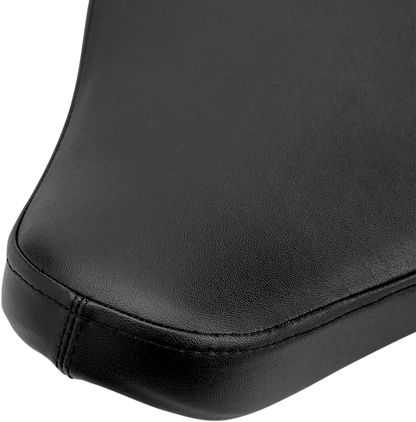 Black BILT WELL Midline Seat by Bill's Exhausts, smooth finish, shown from top view with sleek ergonomic design for motorcycle riding.