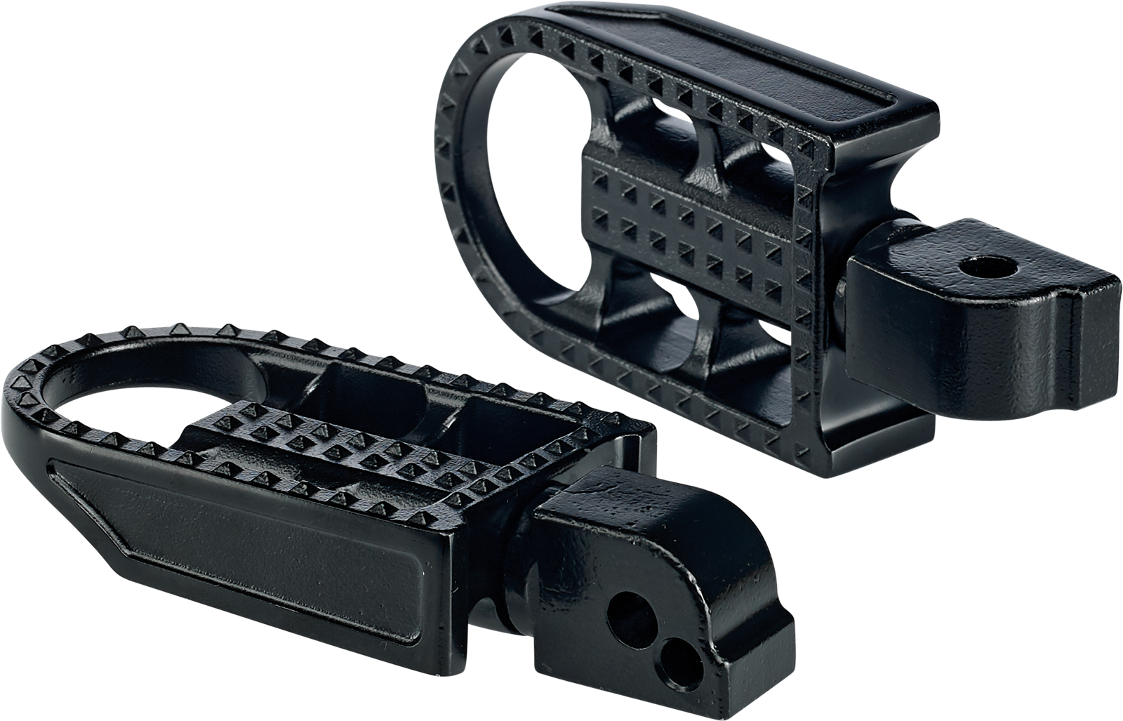 Black electroplated BILTWELL Mushman footpegs for motorcycles, standard size, with a body design, by Bill's Exhausts.